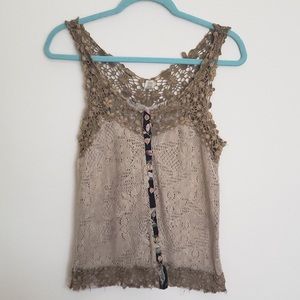 Gimmicks By BKE Crochet Tank Top Size S Bohemian